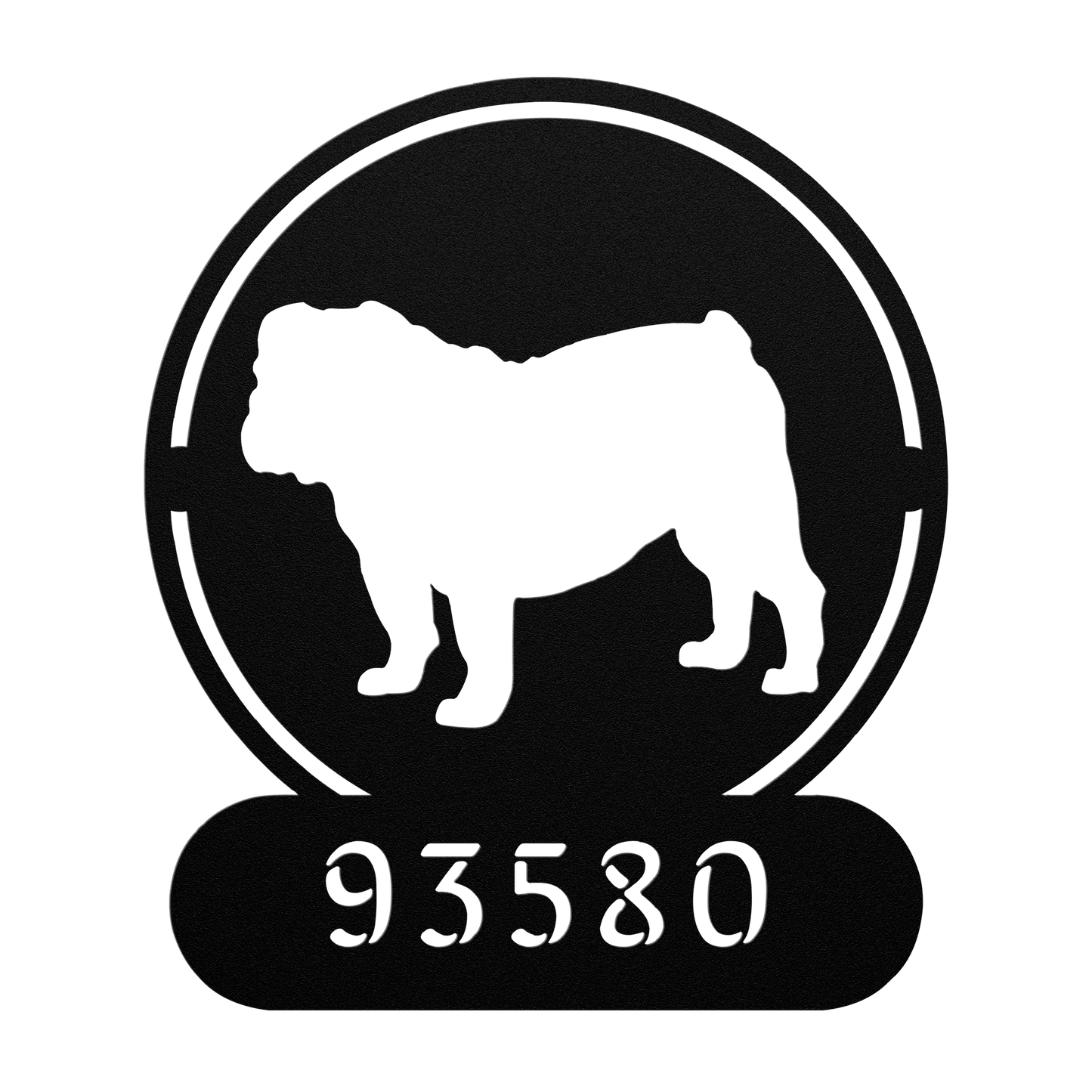 Full - Bodied Bulldog House Number Sign - BullyBellyMetal Sign