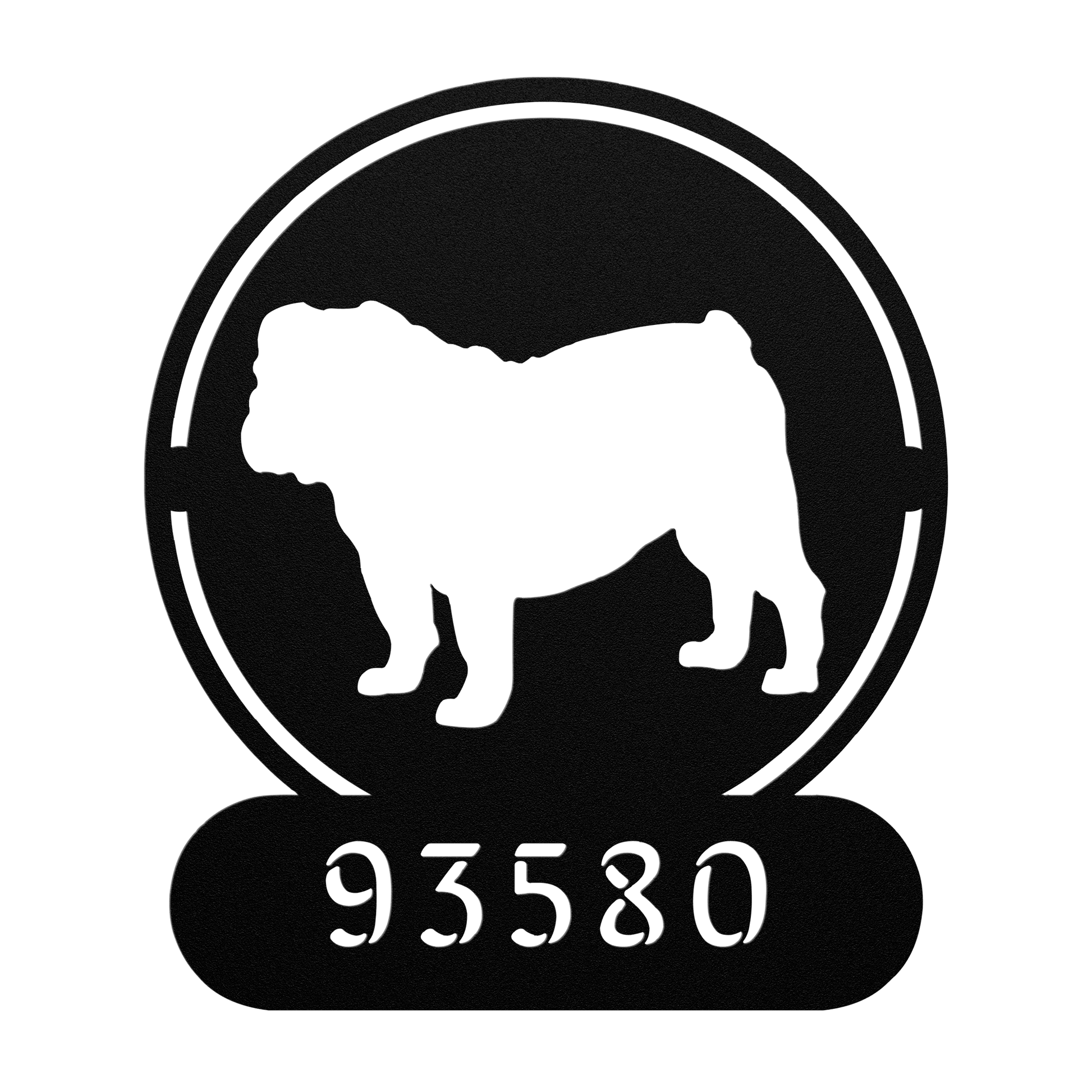 Full - Bodied Bulldog House Number Sign - BullyBellyMetal Sign