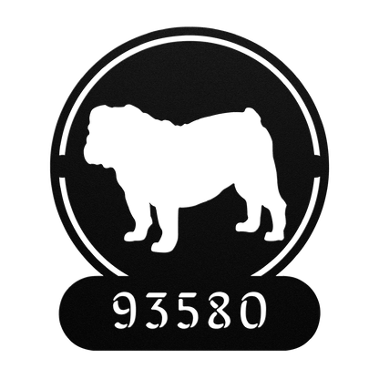 Full - Bodied Bulldog House Number Sign - BullyBellyMetal Sign
