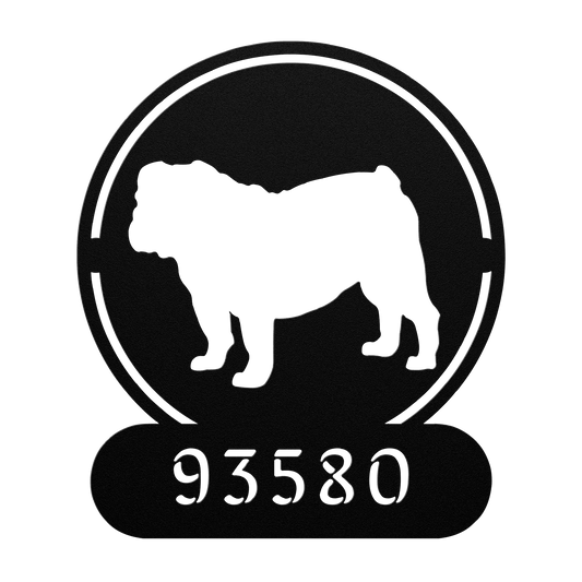Full - Bodied Bulldog House Number Sign - BullyBellyMetal Sign