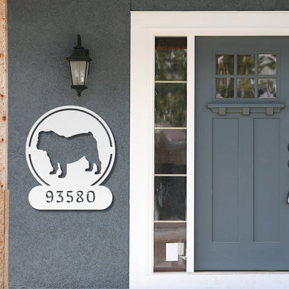 Full - Bodied Bulldog House Number Sign - BullyBellyMetal Sign