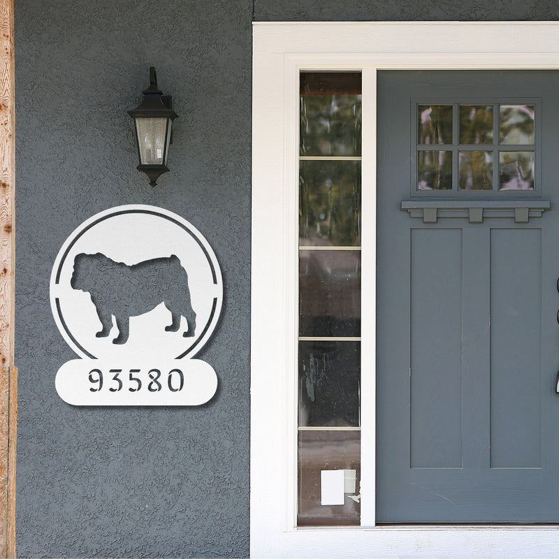 Full - Bodied Bulldog House Number Sign - BullyBellyMetal Sign