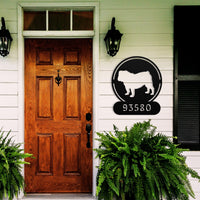 Full - Bodied Bulldog House Number Sign - BullyBellyMetal Sign