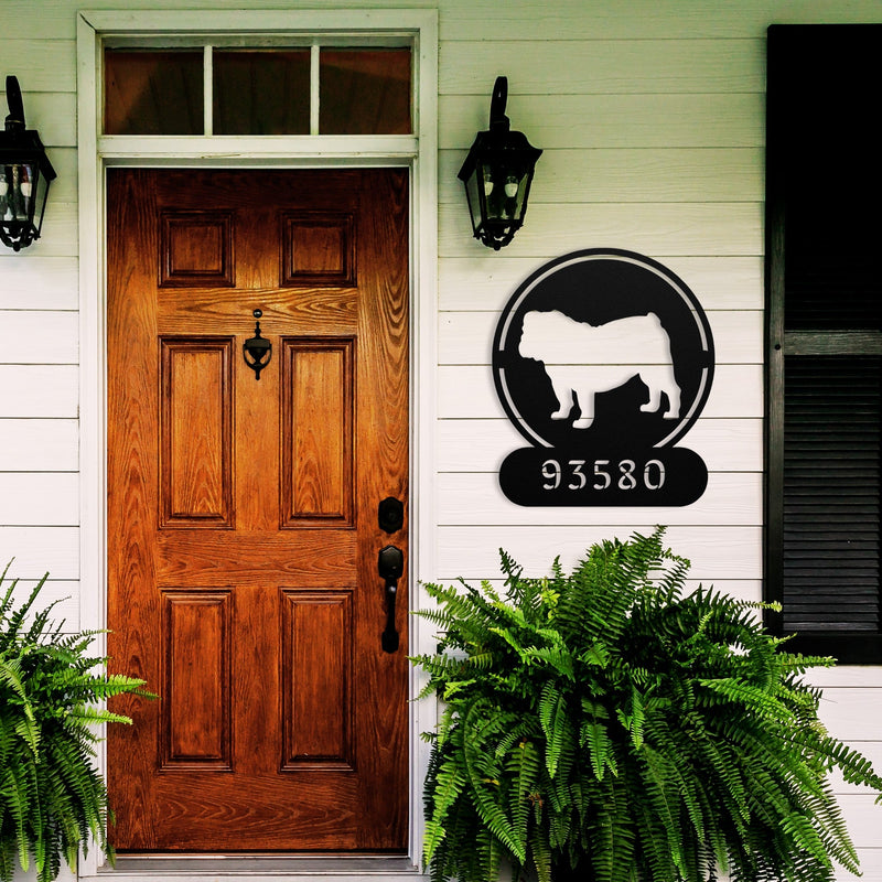 Full - Bodied Bulldog House Number Sign - BullyBellyMetal Sign