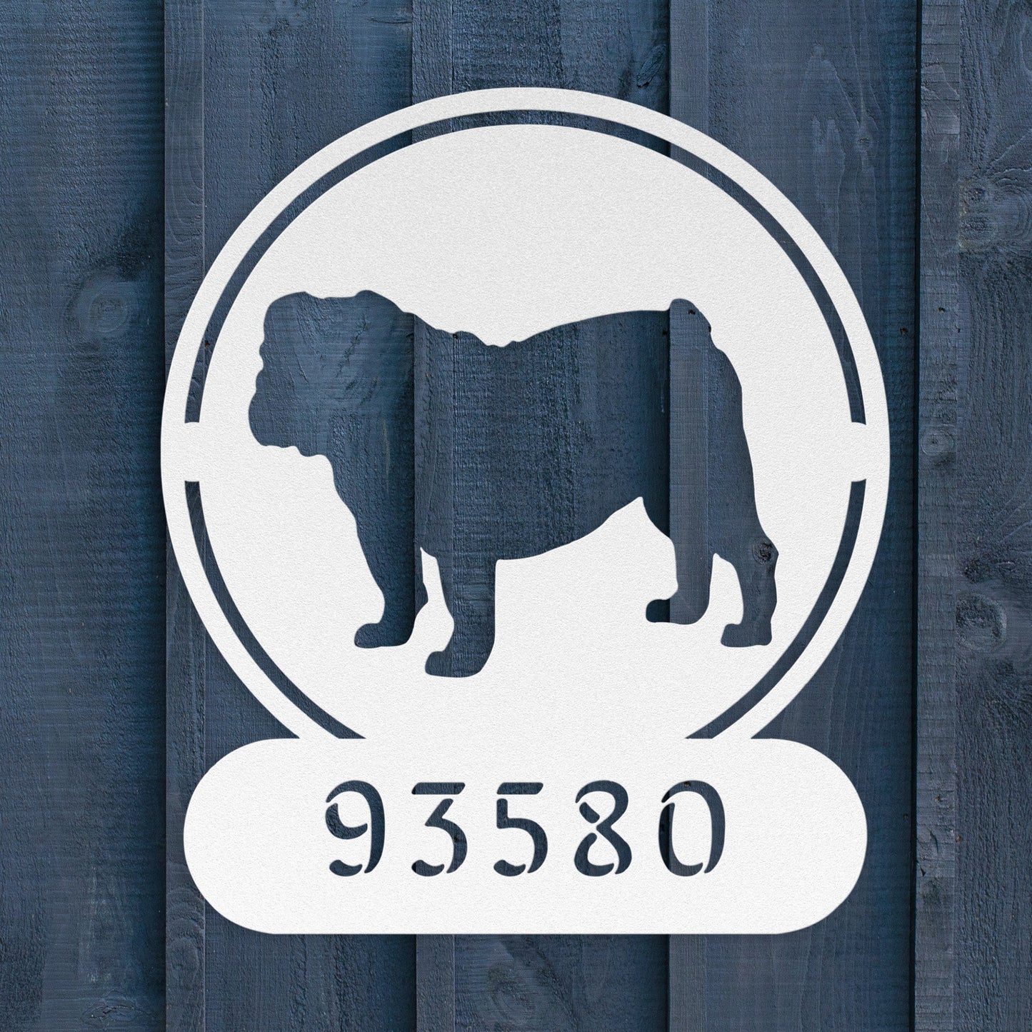 Full - Bodied Bulldog House Number Sign - BullyBellyMetal Sign