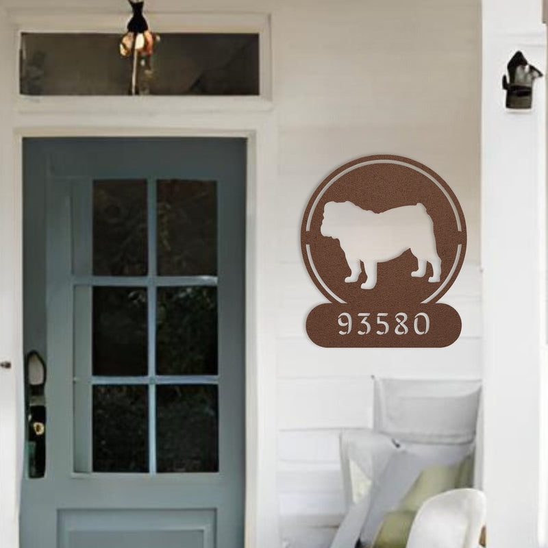 Full - Bodied Bulldog House Number Sign - BullyBellyMetal Sign