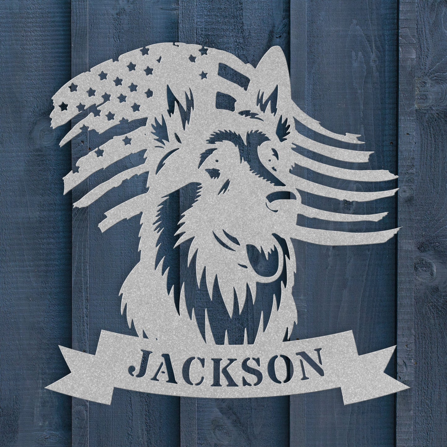 German Shepherd American Flag Metal Sign – Personalized Wall Art - BullyBellyMetal Sign