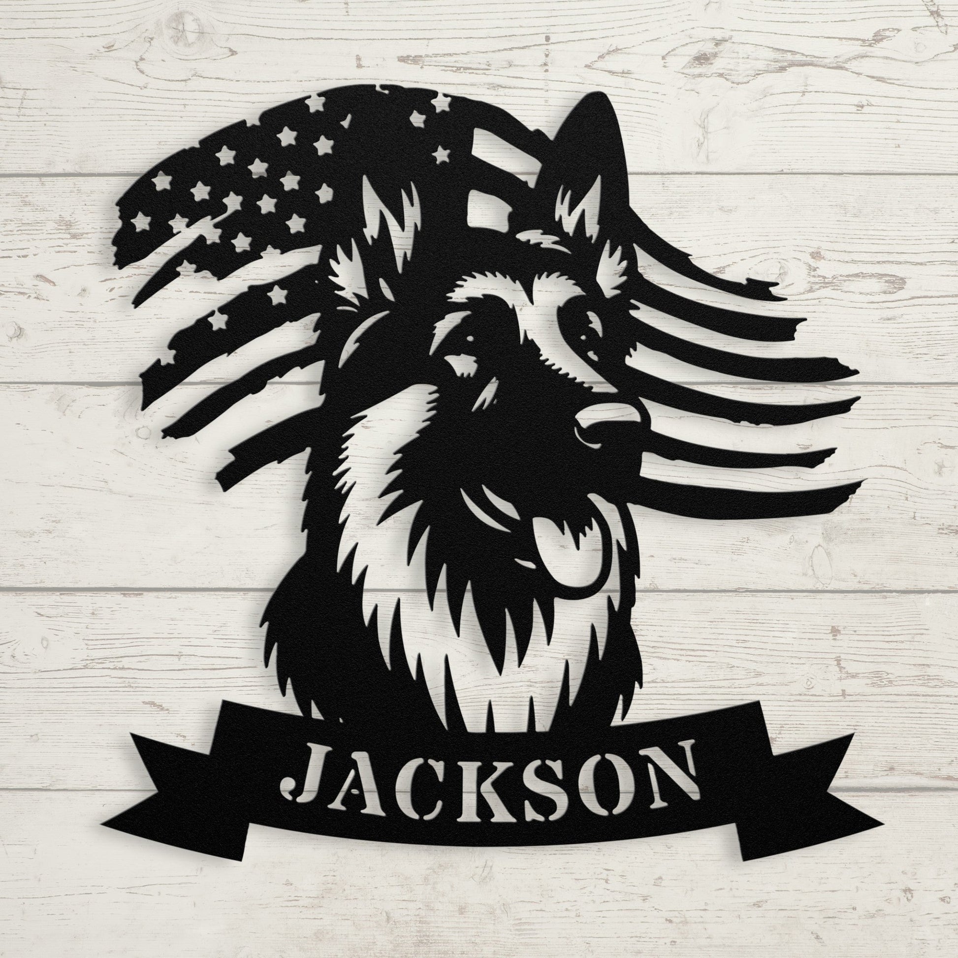 German Shepherd American Flag Metal Sign – Personalized Wall Art - BullyBellyMetal Sign
