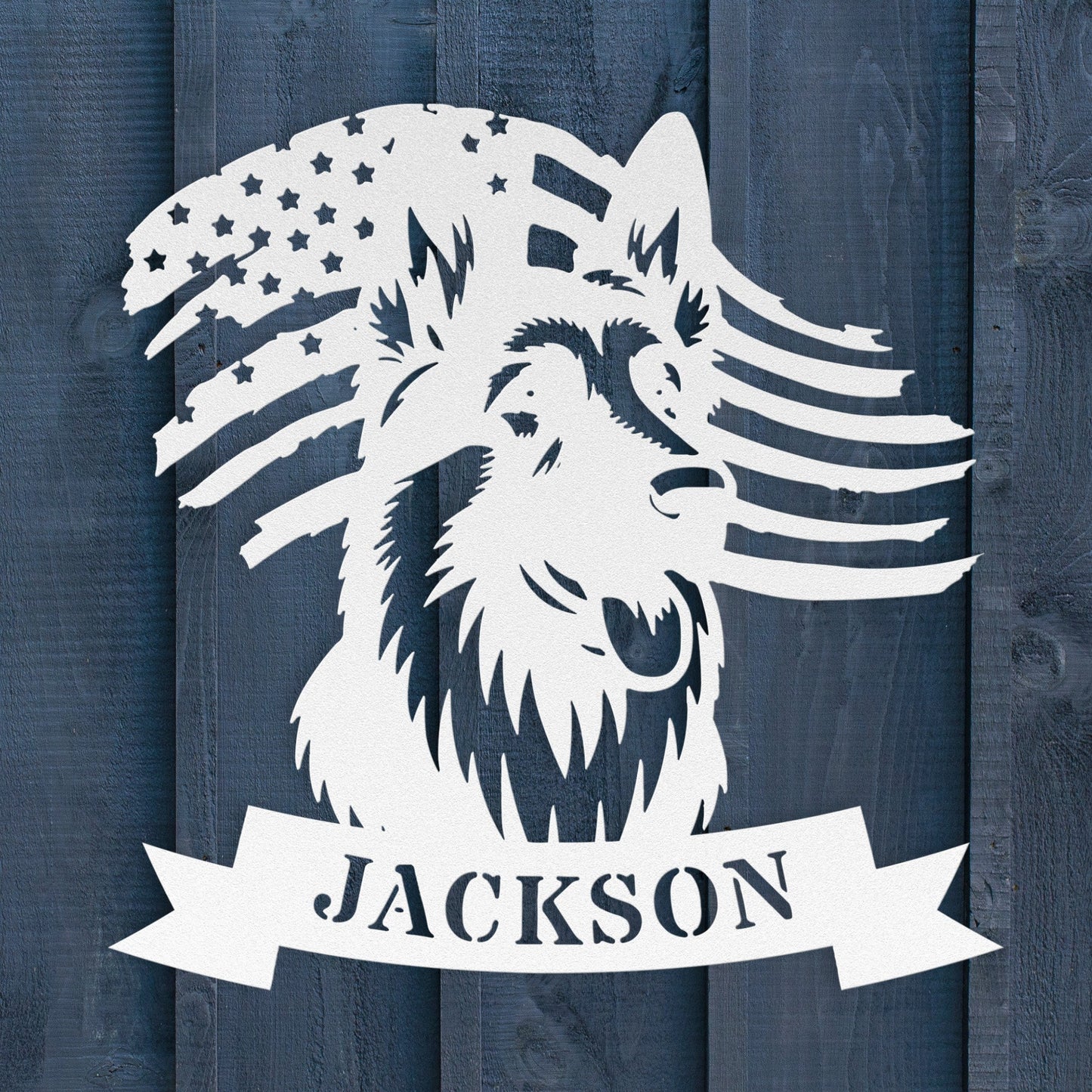 German Shepherd American Flag Metal Sign – Personalized Wall Art - BullyBellyMetal Sign