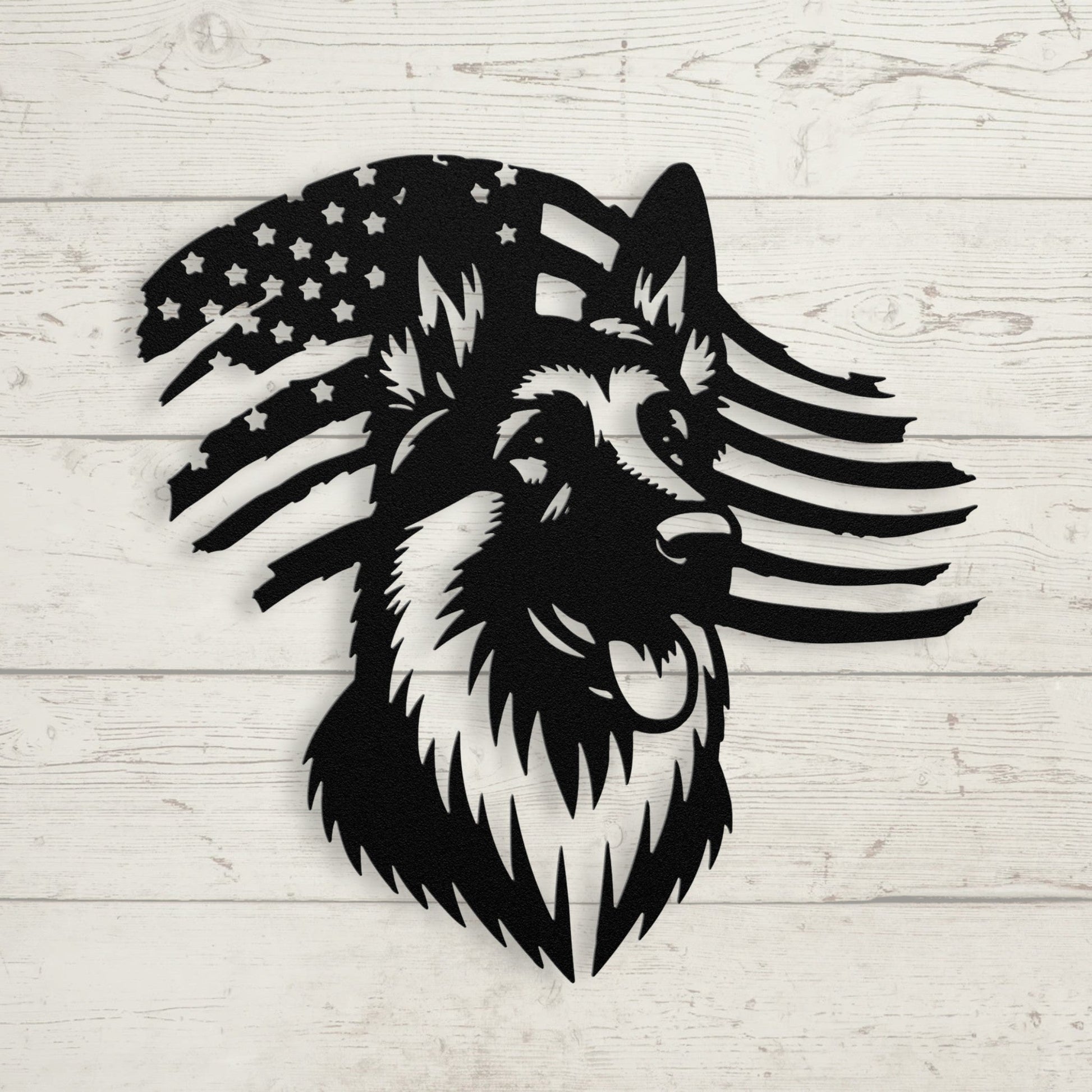 German Shepherd Flag Tribute: Honoring Military Working Dogs - BullyBellyMetal Sign