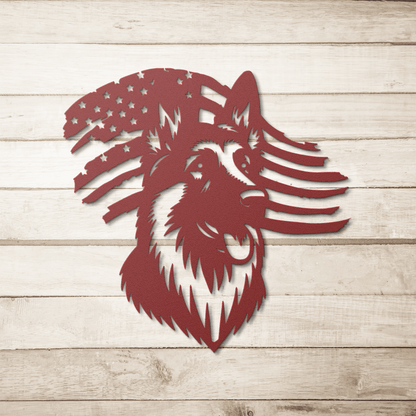 German Shepherd Flag Tribute: Honoring Military Working Dogs - BullyBellyMetal Sign