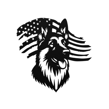German Shepherd Flag Tribute: Honoring Military Working Dogs - BullyBellyMetal Sign