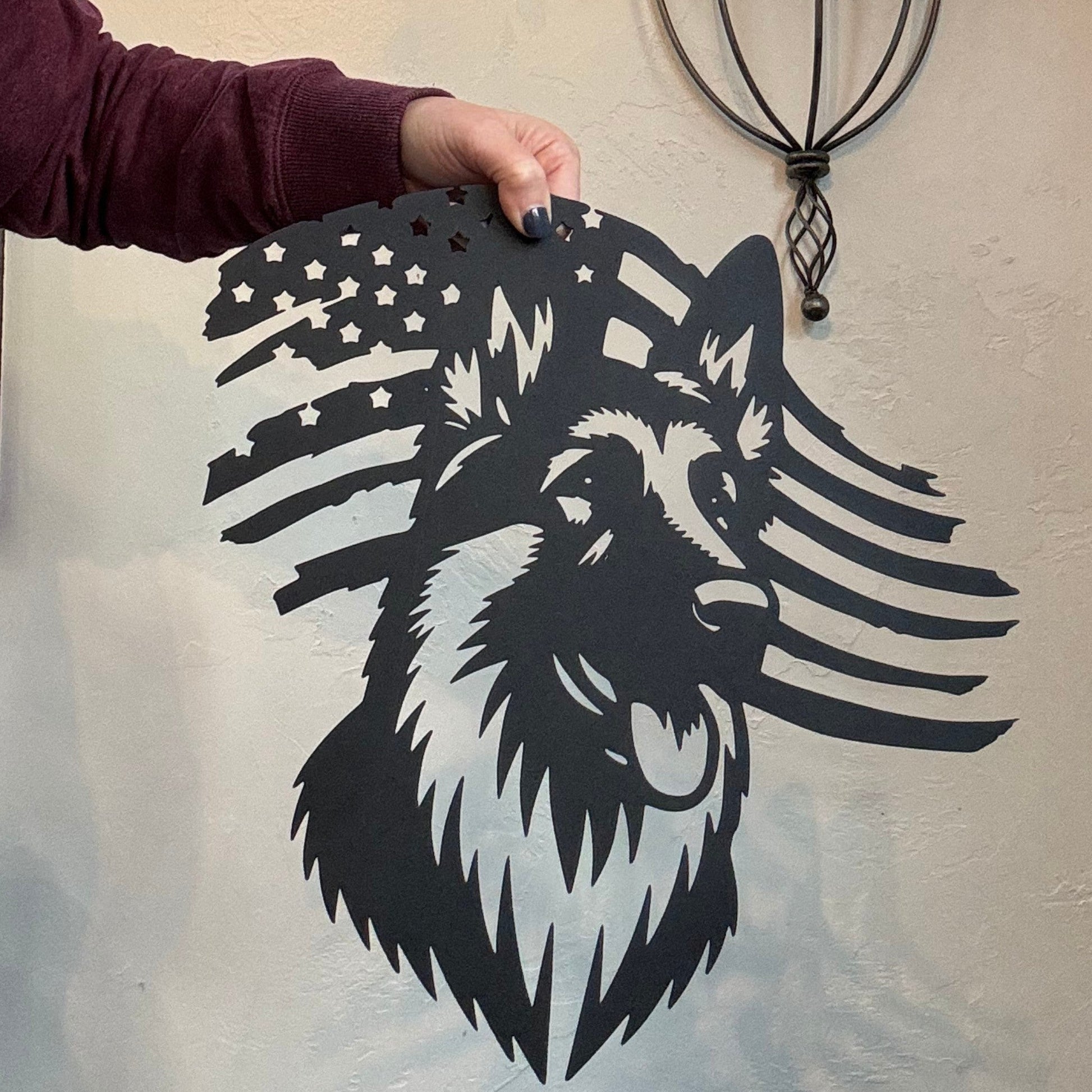 German Shepherd Flag Tribute: Honoring Military Working Dogs - BullyBellyMetal Sign