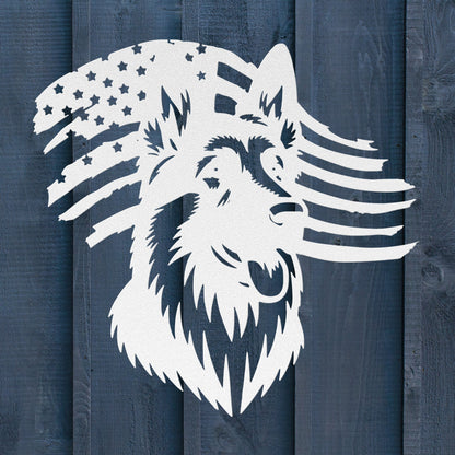 German Shepherd Flag Tribute: Honoring Military Working Dogs - BullyBellyMetal Sign