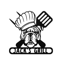 Grill Master Bulldog: Metal BBQ Sign - BullyBellyEnglish Bulldog - Custom