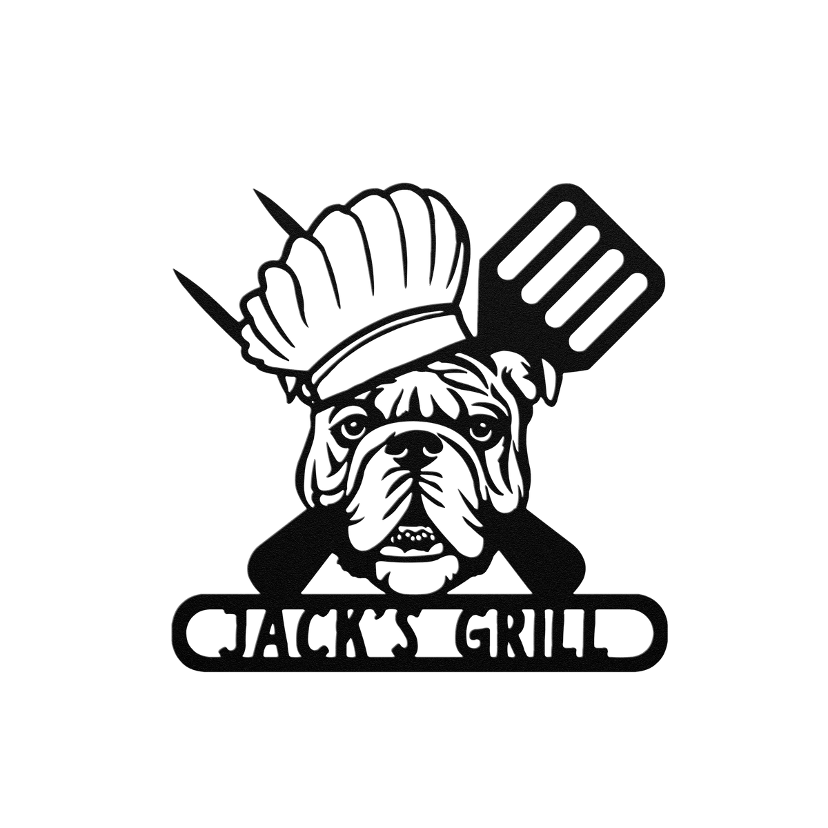 Grill Master Bulldog: Metal BBQ Sign - BullyBellyMetal Sign