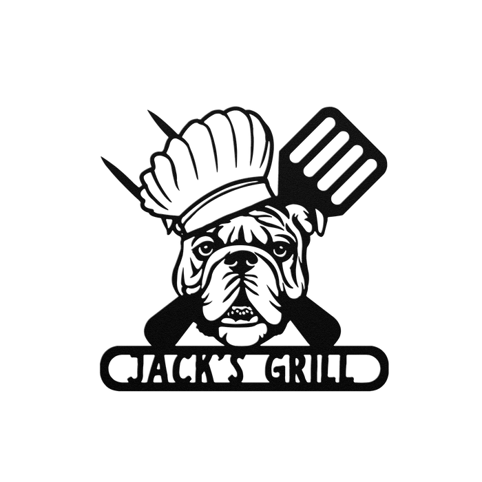 Grill Master Bulldog: Metal BBQ Sign - BullyBellyMetal Sign