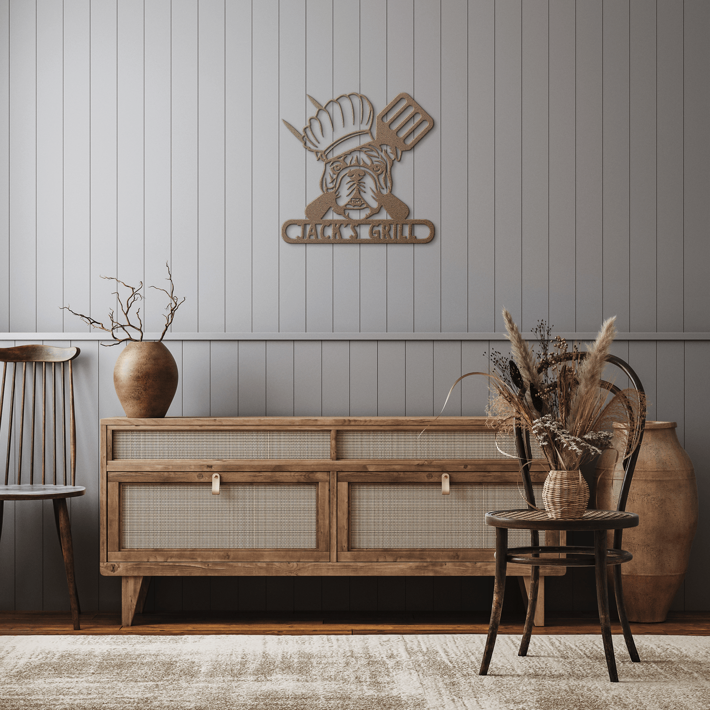Grill Master Bulldog: Metal BBQ Sign - BullyBellyMetal Sign