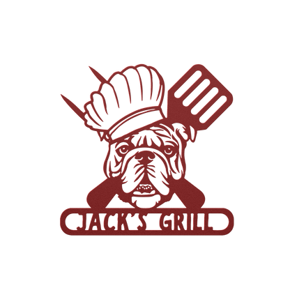 Grill Master Bulldog: Metal BBQ Sign - BullyBellyMetal Sign