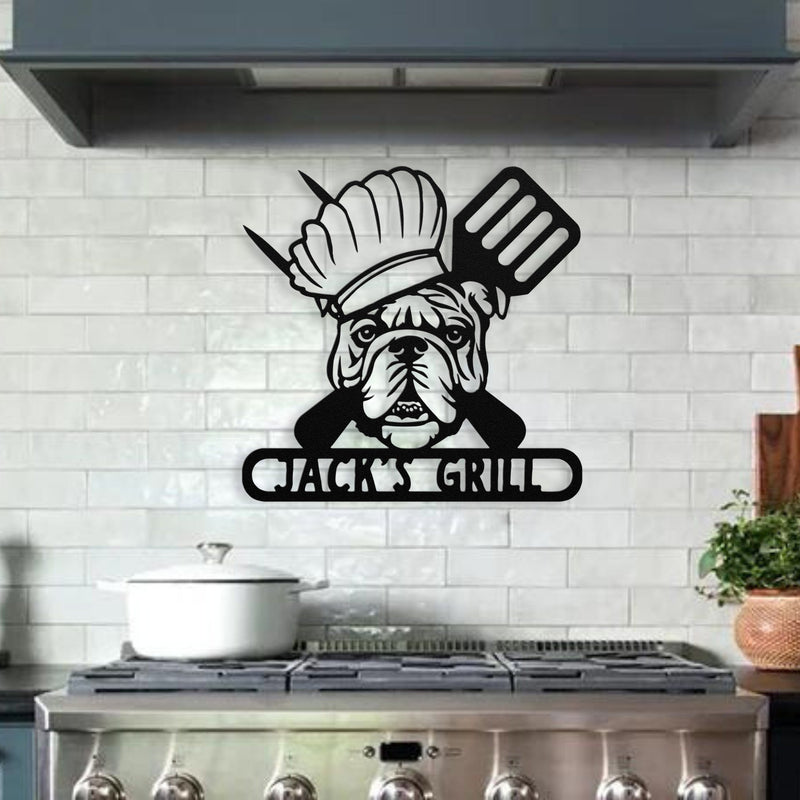 Grill Master Bulldog: Metal BBQ Sign - BullyBellyMetal Sign