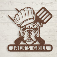 Grill Master Bulldog: Metal BBQ Sign - BullyBellyMetal Sign