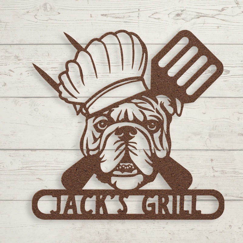 Grill Master Bulldog: Metal BBQ Sign - BullyBellyMetal Sign