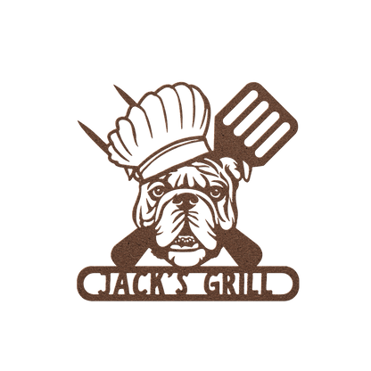 Grill Master Bulldog: Metal BBQ Sign - BullyBellyMetal Sign