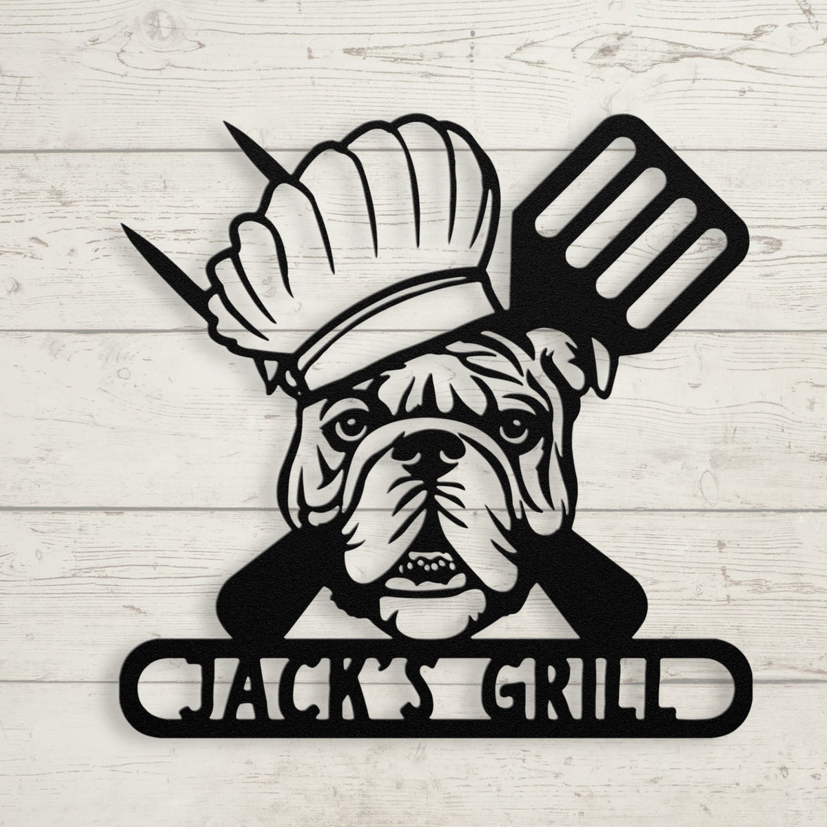 Grill Master Bulldog: Metal BBQ Sign - BullyBellyMetal Sign