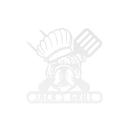 Grill Master Bulldog: Metal BBQ Sign - BullyBellyMetal Sign