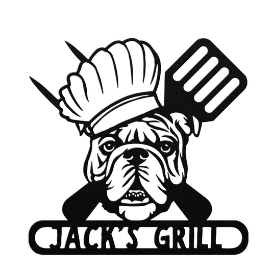 Grill Master Bulldog: Metal BBQ Sign - BullyBellyMetal Sign