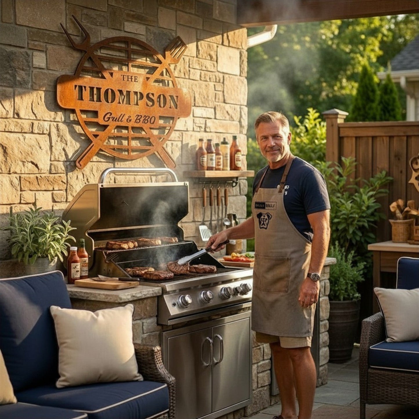 Grill Metal Sign – Custom BBQ Wall Art - BullyBellyMetal Sign