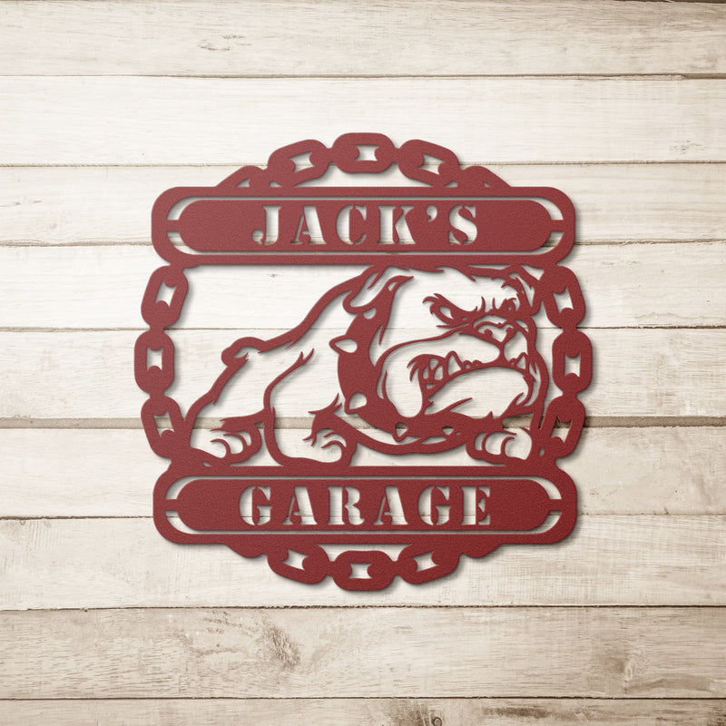 Guardian Bulldog: Personalized Metal Wall Art for Your Garage or Workshop - BullyBellyWall Art