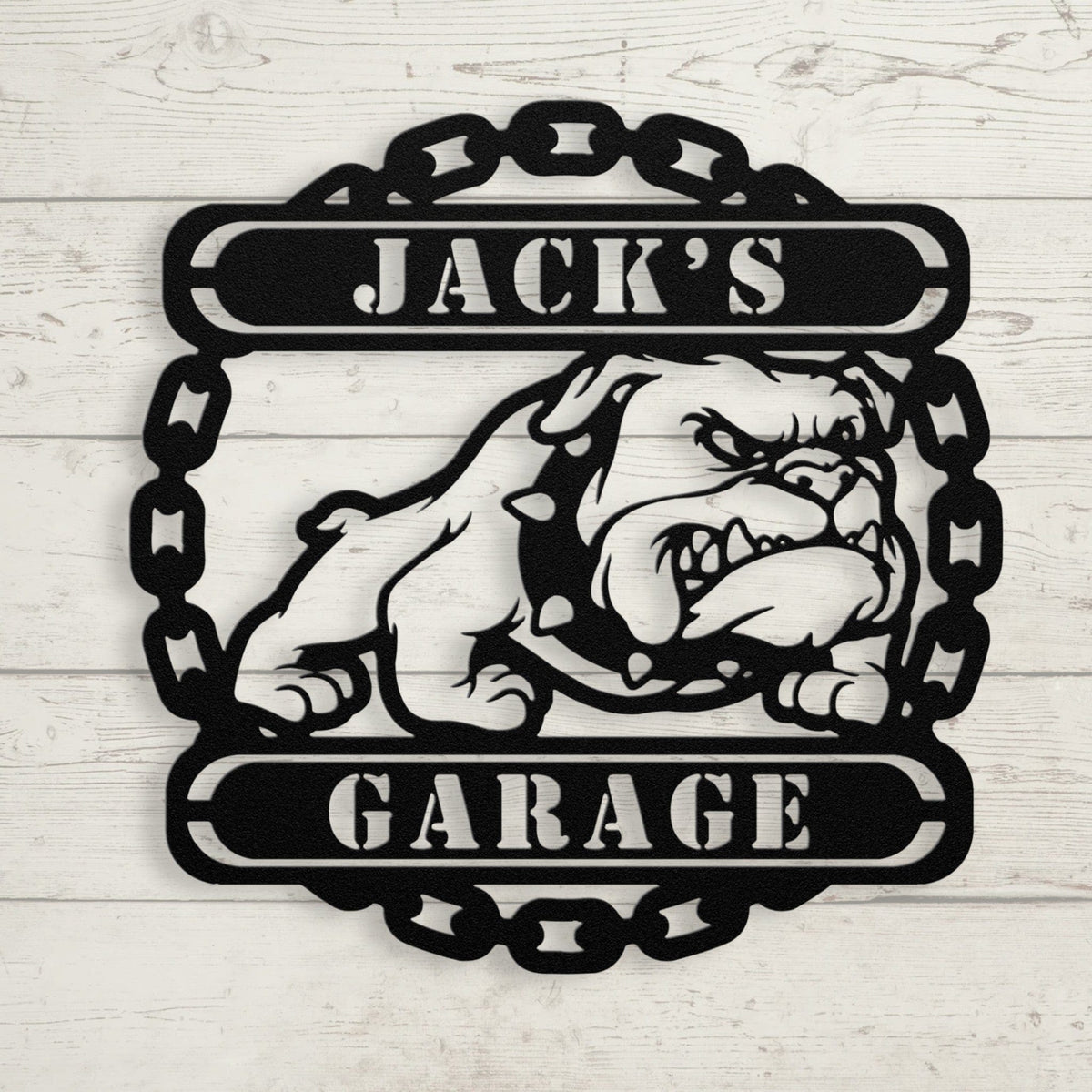 Guardian Bulldog: Personalized Metal Wall Art for Your Garage or Workshop - BullyBellyWall Art