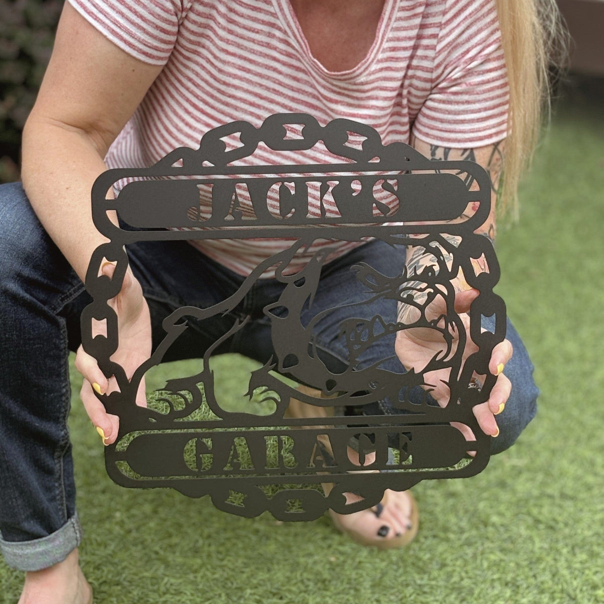 Guardian Bulldog: Personalized Metal Wall Art for Your Garage or Workshop - BullyBellyWall Art