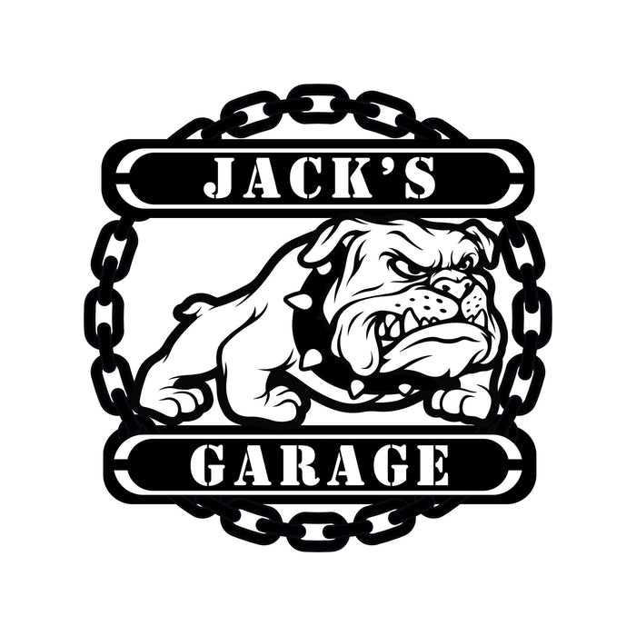 Guardian Bulldog: Personalized Metal Wall Art for Your Garage or Workshop - BullyBellyEnglish Bulldog - Custom