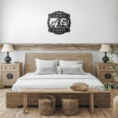 Guardian Bulldog: Personalized Metal Wall Art for Your Garage or Workshop - BullyBellyMetal Sign