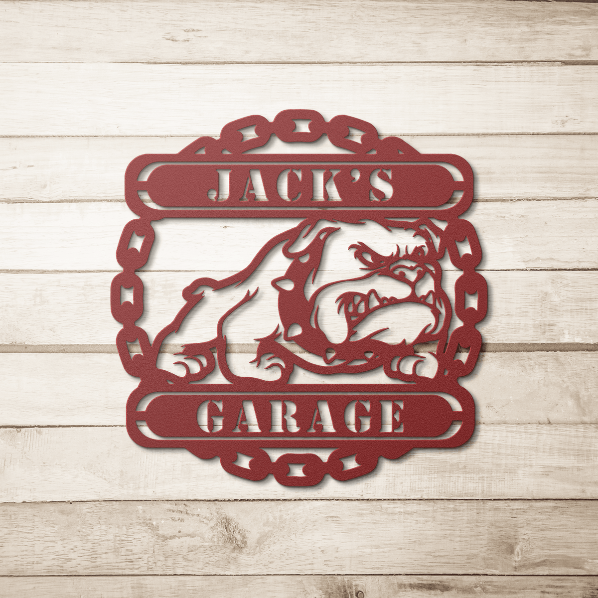 Guardian Bulldog: Personalized Metal Wall Art for Your Garage or Workshop - BullyBellyMetal Sign