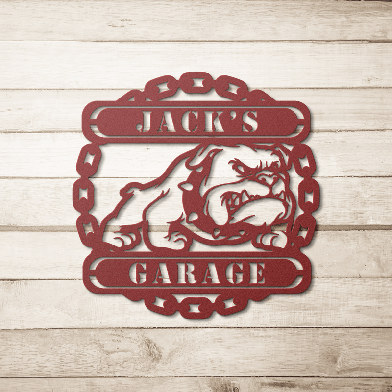 Guardian Bulldog: Personalized Metal Wall Art for Your Garage or Workshop - BullyBellyMetal Sign