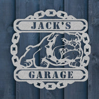 Guardian Bulldog: Personalized Metal Wall Art for Your Garage or Workshop - BullyBellyMetal Sign