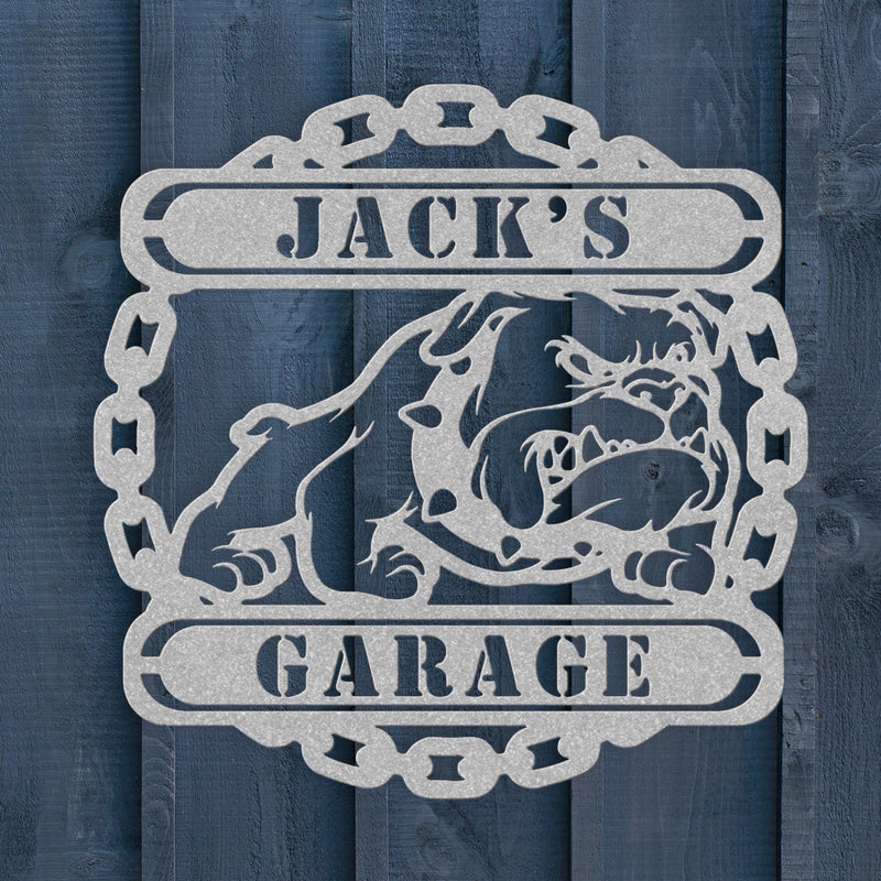 Guardian Bulldog: Personalized Metal Wall Art for Your Garage or Workshop - BullyBellyMetal Sign