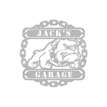 Guardian Bulldog: Personalized Metal Wall Art for Your Garage or Workshop - BullyBellyMetal Sign