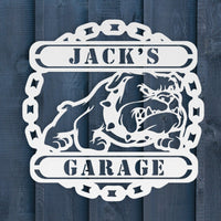 Guardian Bulldog: Personalized Metal Wall Art for Your Garage or Workshop - BullyBellyMetal Sign