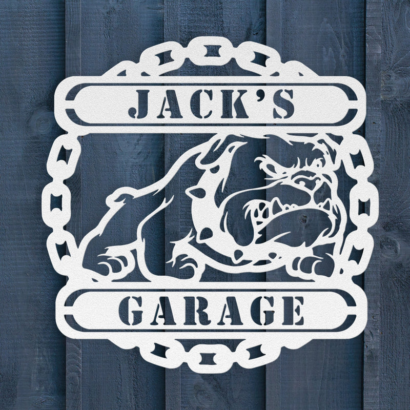 Guardian Bulldog: Personalized Metal Wall Art for Your Garage or Workshop - BullyBellyMetal Sign