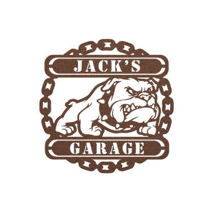 Guardian Bulldog: Personalized Metal Wall Art for Your Garage or Workshop - BullyBellyMetal Sign