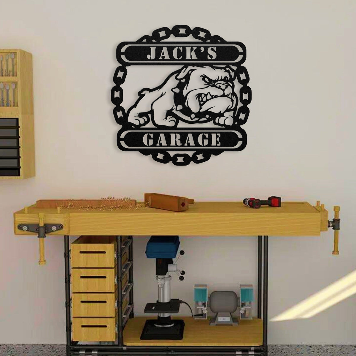 Guardian Bulldog: Personalized Metal Wall Art for Your Garage or Workshop - BullyBellyMetal Sign