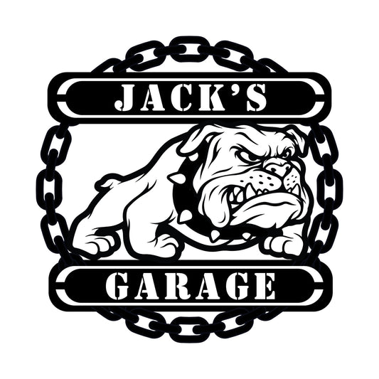 Guardian Bulldog: Personalized Metal Wall Art for Your Garage or Workshop - BullyBellyMetal Sign