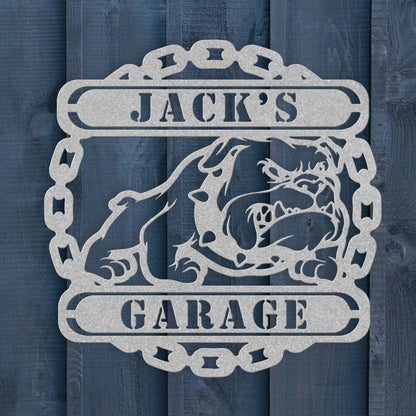 Guardian Bulldog: Personalized Metal Wall Art for Your Garage or Workshop - BullyBellyMetal Sign