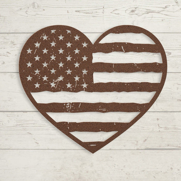 Heart of America: Rustic Flag Metal Wall Decor - BullyBellyWall Art