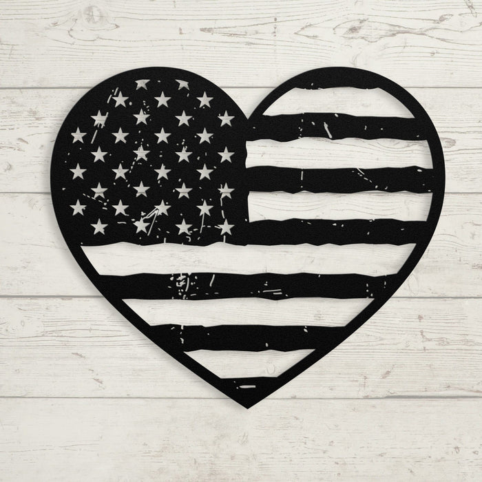 Heart of America: Rustic Flag Metal Wall Decor - BullyBellyWall Art