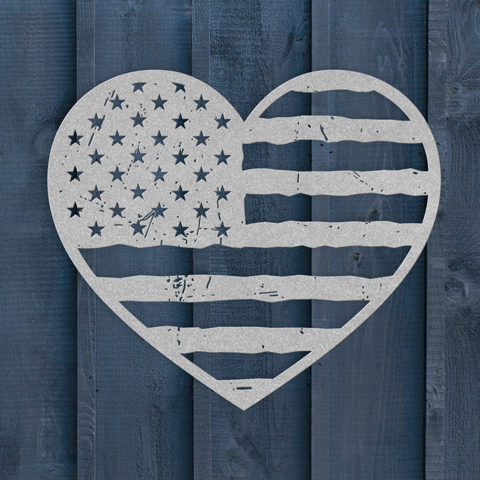 Heart of America: Rustic Flag Metal Wall Decor - BullyBellyWall Art